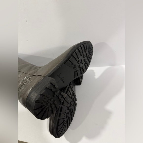 Sam Edelman Gray Leather Tall Riding Boots Women’s 7.5 Zip Low Heel - Picture 7 of 10